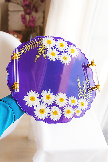 Coloresin Purple Floral Plate